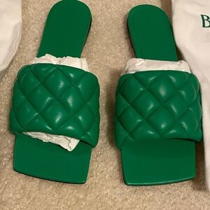 Bottega Veneta Green Quilted Slides